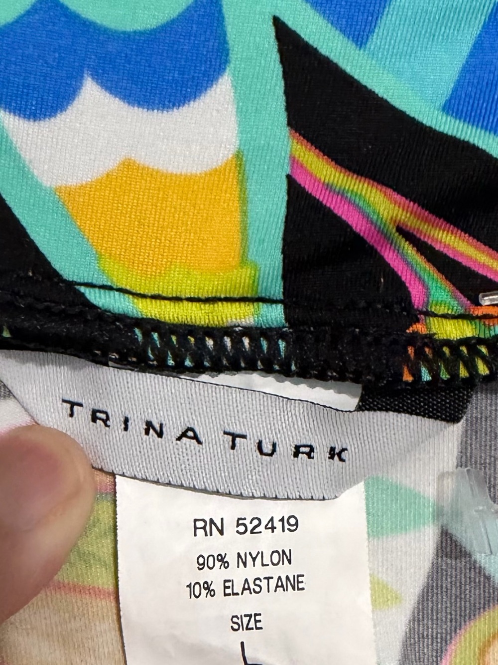 Trina Turk Black Tunic with Neon Tropical Floral Print - Picture 2 of 4